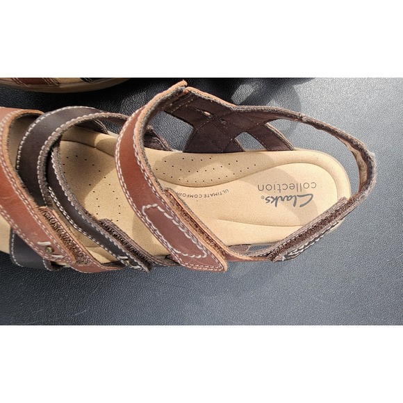 Clarks Collection Sandals Womens Leather 3 - Strappy Ultamate Comfort -Size 8 M - Picture 2 of 12